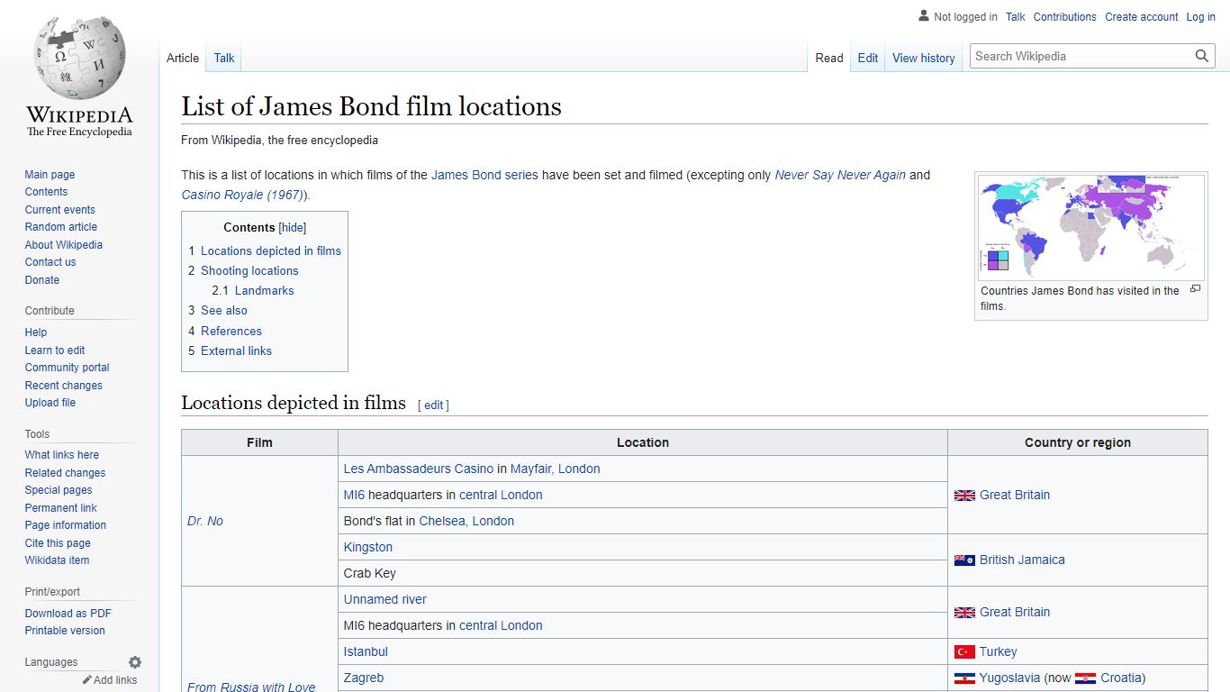 List of James Bond film locations - Wikipedia