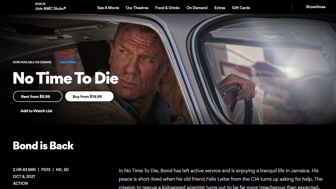 No Time To Die now available On Demand! - AMC Theatres